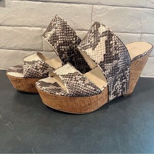 Nine West sz 8.5 Larysa python print strappy platform wedge sandals